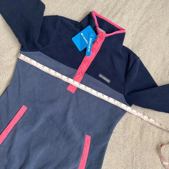 Columbia Womens XS Fleece Pullover Nocturnal & Camellia Rose Half Snap Closure - Picture 8 of 13